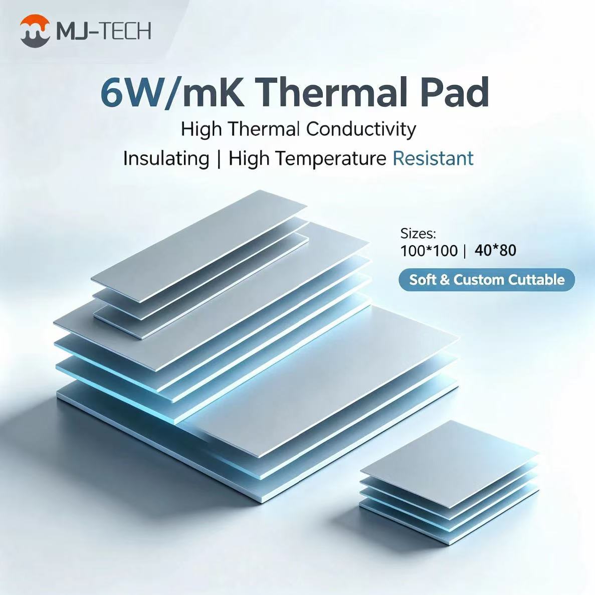Laptop Cooling Pad - MJ-TECH 6W/mK Coussinet Thermique en Silicone